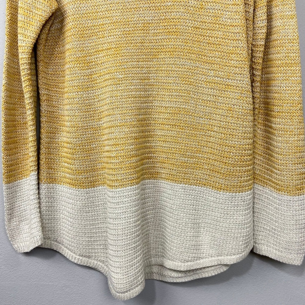 Coldwater Creek Yellow Knit Tunic Sweater Size M Cozy Fisherman Fall Layering - Picture 4 of 11